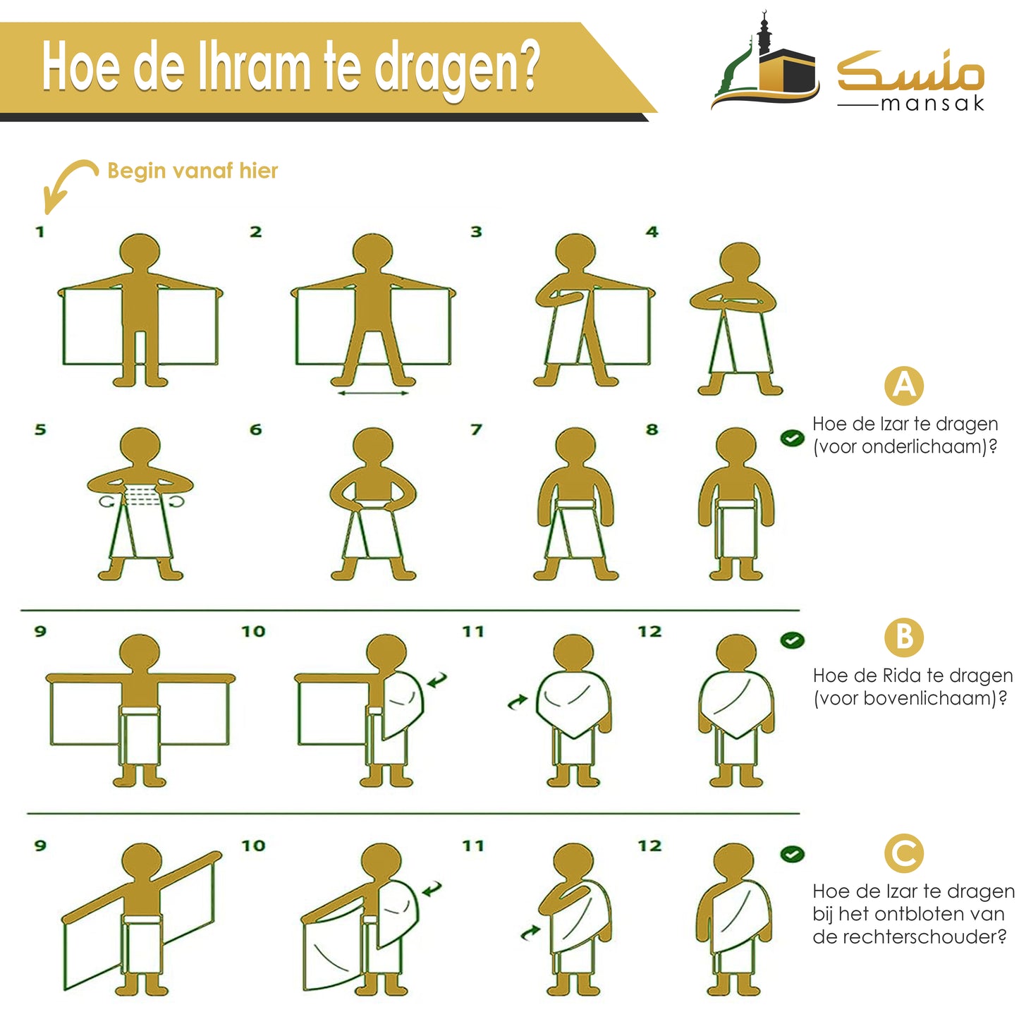 Ihraam kleding voor Umrah en Hadj - Kindermaat - 100% Katoen