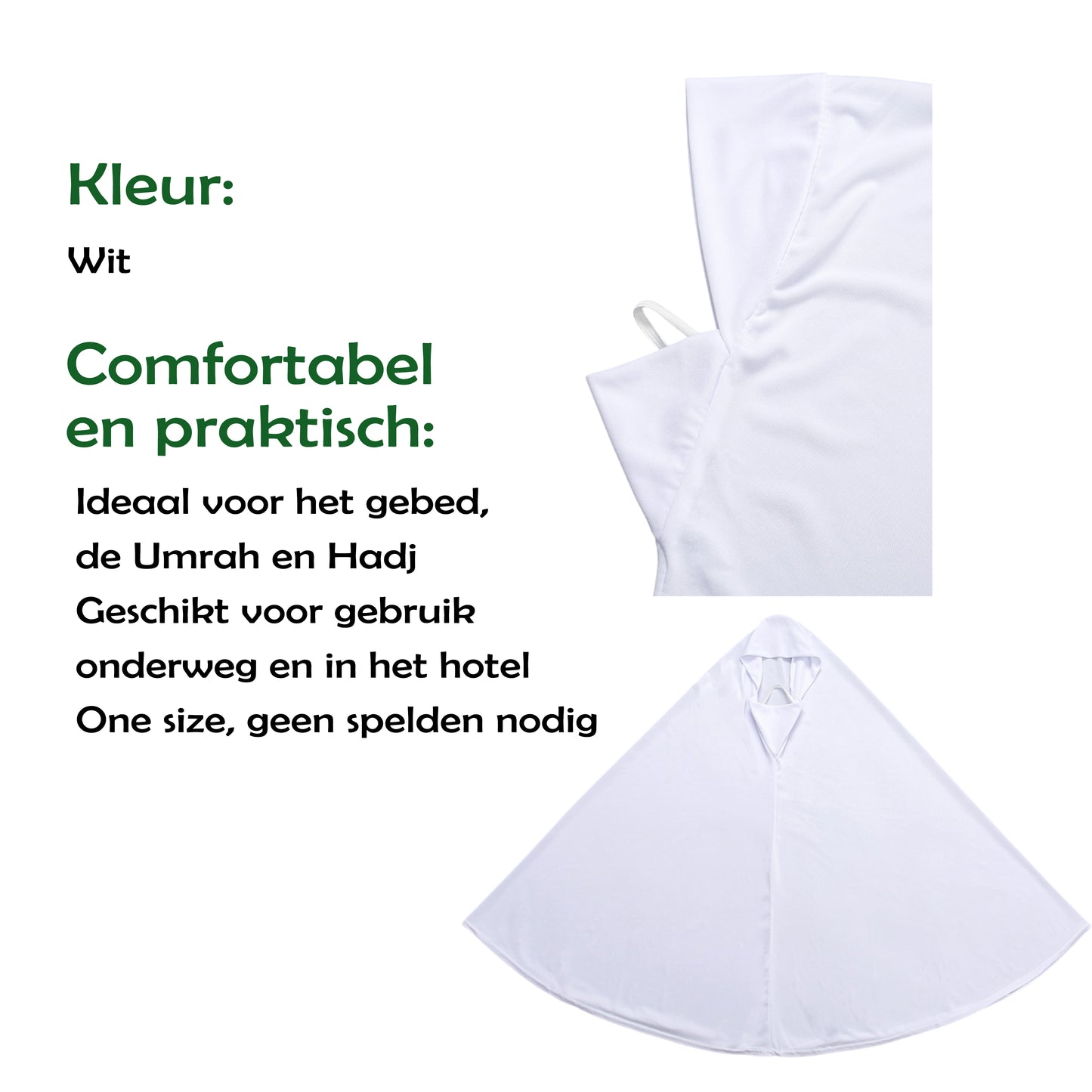 Mansak Hijaab Wit Middelgroot - Hijaab voor Umrah en Hadj - Gebed - One size Hijaab