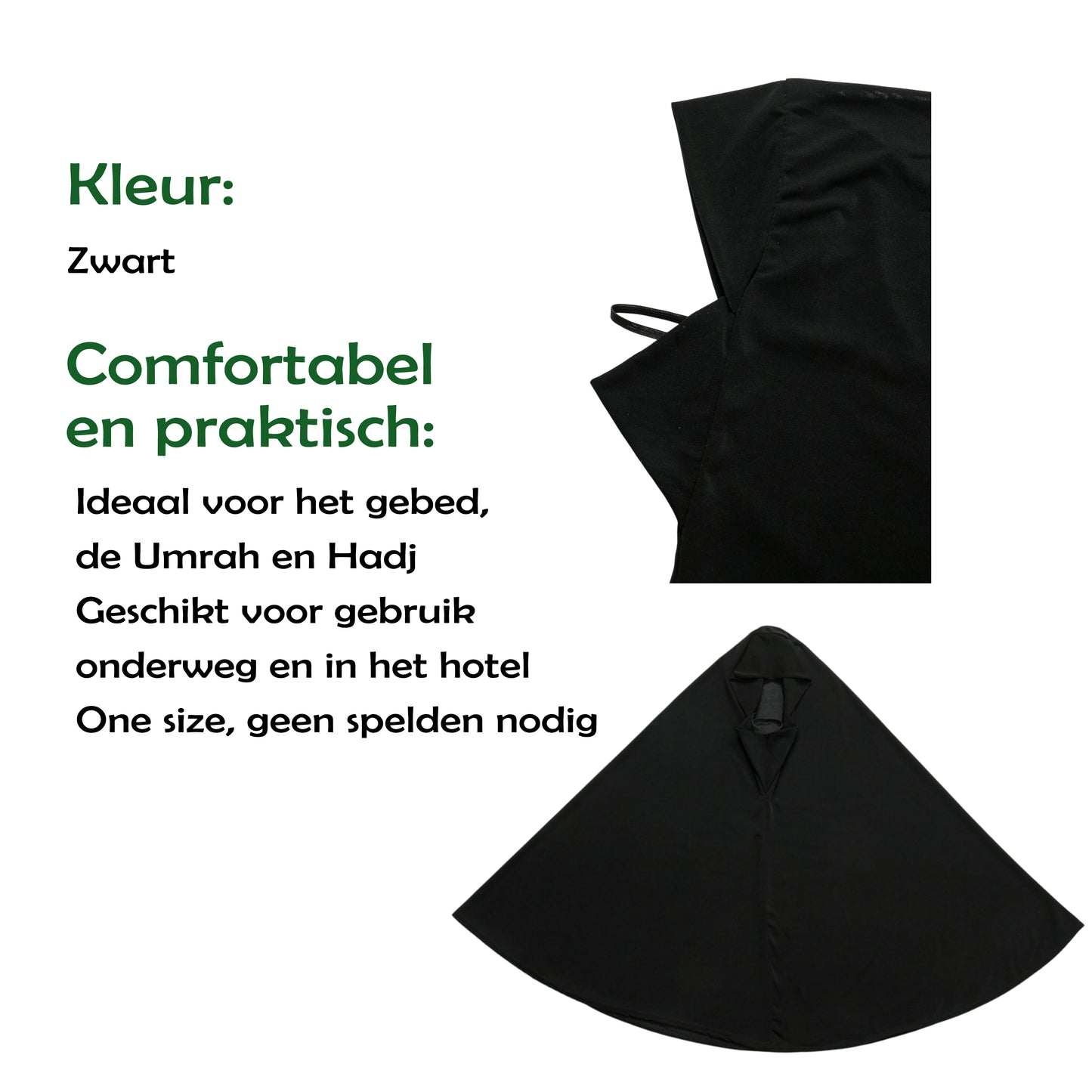 Mansak Hijaab Zwart Middelgroot - Hijaab voor Umrah en Hadj - Gebed - One size Hijaab