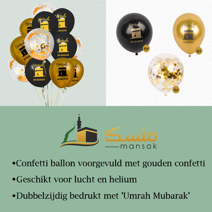 Mansak Balloon Set XL - Umrah Mubarak Foil Balloon + 24 x Umrah Mubarak Balloons 